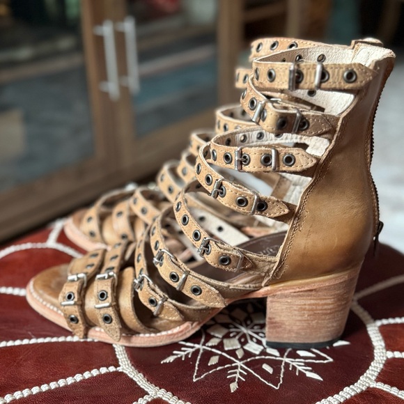 FREEBIRD leather Brown Strappy Ankle Boots - Picture 6 of 9